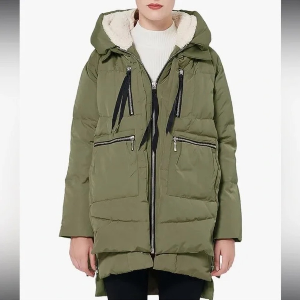 LA brand Army Green Utility Gorpcore Hooded full zip up parka jacket coat Medium